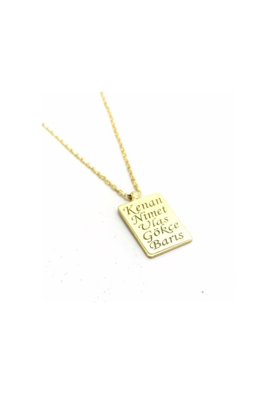 Gümüş İsimli Dikdörtgen Plaka Kolye Rose Gold