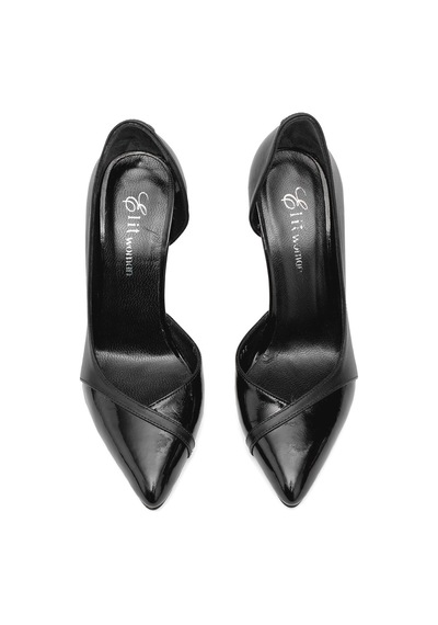 Ayakkabı Fuarı Elit Arlena Kadın Hakiki Deri Stiletto Siyah Siyah