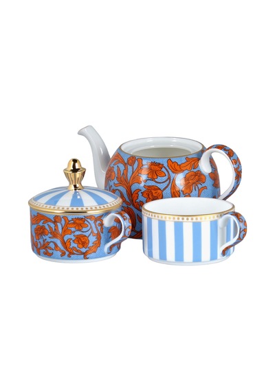 Lucky Art Zeflora Bone 3lu Çay Seti Lysl 007 Çok Renkli
