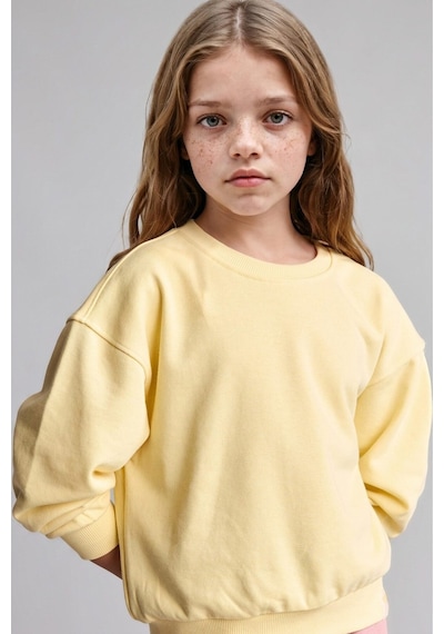 Defacto Relax Fıt Basic Sweatshırt Kız Çocuk E6842a826auyl487 Sarı-yl487