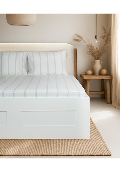 Cotton Collection Tek Kişilik Çizgili Çarşaf Seti Seroya Renkli