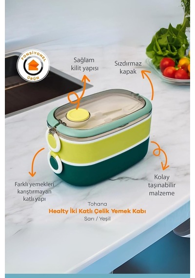 Vagonlife Bento 1300ml Lunchbox 2 Katlı 3 Bölmeli Paslanmaz Çelik Sefer Tası Yemek Kutusu Pembe-mor