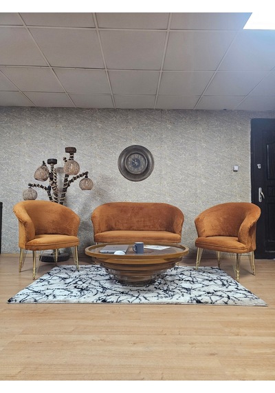 Zafir Teddy Takım Gold Kaplama Telli Ayak Çay Seti Koltuk - Berjer , Balkon, Salon, Ofis Kiremit Zafir Teddy Takım Gold Kaplama Telli Ayak Çay Seti Koltuk - Berjer , Balkon, Salon, Ofis Kiremit
