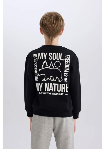 DeFacto Erkek Çocuk Bisiklet Yaka Sırt Baskılı İçi Yumuşak Tüylü Sweatshirt D6227A824CWBK81 DeFacto Erkek Çocuk Bisiklet Yaka Sırt Baskılı İçi Yumuşak Tüylü Sweatshirt D6227A824CWBK81