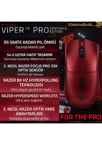 Razer Viper V3 Pro Sentinels Edition Rz01-05120400-r3m1 Ultralight Optik 35k Kablosuz Oyuncu Mouse Rz01-05120400-r3m1