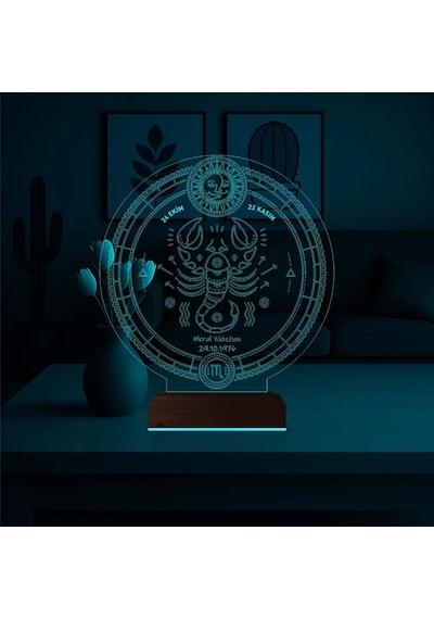 Luvivia Astroloji Akrep Burcu Kişiye Özel 3d Lamba - Masa Gece Lambası