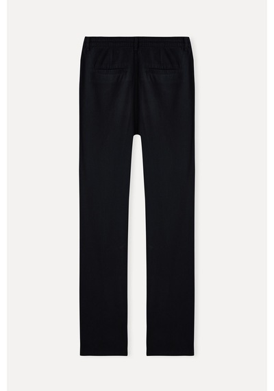 Mudo Erkek Erkek Lacivert Liyosel Karışımlı Straight Fit Beli Bağlamalı Pantolon 1264478