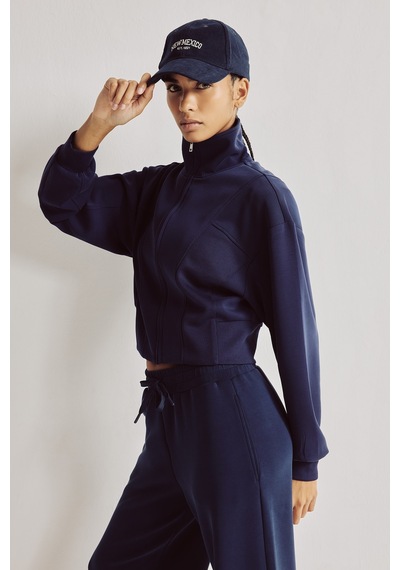 Defacto Standart Fit Dik Yaka Fermuarlı Crop Modal Basic Hırka H4538ax26auın187 İndigo-ın187