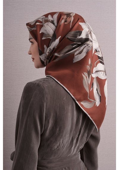 Armine İpek Eşarp 2027 Kış - 9620-54 Kiremit Twill