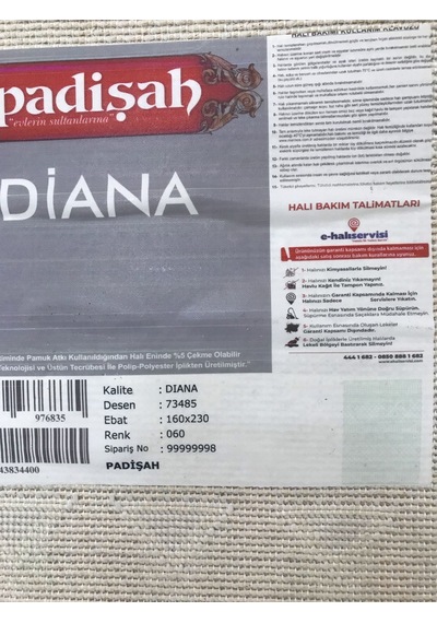 Padişah Halı Diana 73485 060 Serisi Salon Oturma Yatak Odası Halısı Krem