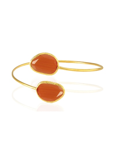 Kadir Jewellery 22 Ayar Altın Kaplama Zirkon Taşlı Ayarlanabilir Trend Bilezik Kırmızı