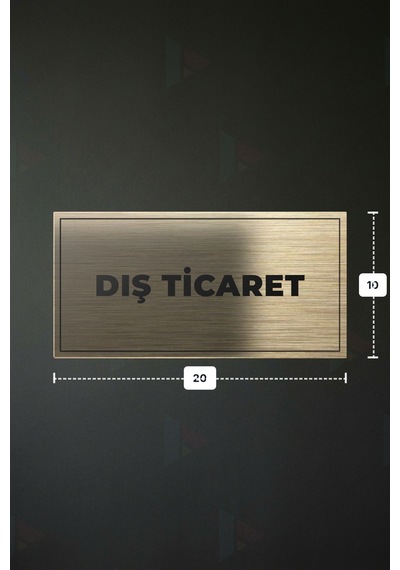 Dış Tıcaret Yazılı - Metal - Gold Renk - Kapı İsimliği - 20x10 Cm