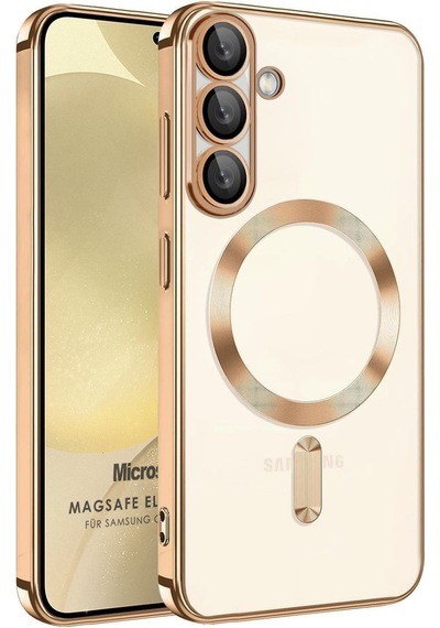 Microsonic Samsung Galaxy Uyumlu S26 Kılıf Magsafe Luxury Electroplate Gold -