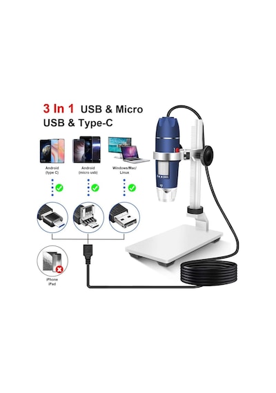 Jiusion Hd 2mp Usb Dijital Mikroskop 40-1000x Taşınabilir Büyütme Endoskop Kamera 8 Led'li Alüminyum Alaşım Sağlam Stant Otg Android Mac Windows 7 8 10 11 Linux Jiusion Hd 2mp Usb Dijital Mikroskop 40-1000x Taşınabilir Büyütme Endoskop Kamera 8 Led'li Alüminyum Alaşım Sağlam Stant Otg Android Mac Windows 7 8 10 11 Linux