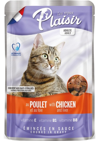 Plaisir Pouch Tavuk Etli Ve Ciğerli Yaş Kedi Maması 100 G