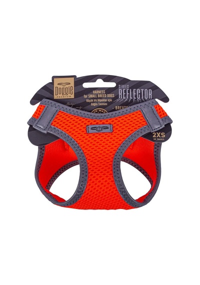Doggie Havalı Dokuma Reflektör Serisi Küçük Irk Göğüs Tasması Turuncu 2XS-26-30Cm Turuncu