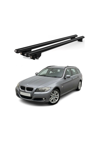 Kanca Bmw 3 Serisi Kombi 2010-2011 Uyumlu Siyah Kilitli Ara Atkı 110cm Port Bagaj Tavan Barı