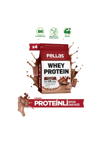 Whey Protein Tozu Çikolata Aromalı 525 G X 4 Adet Çikolata
