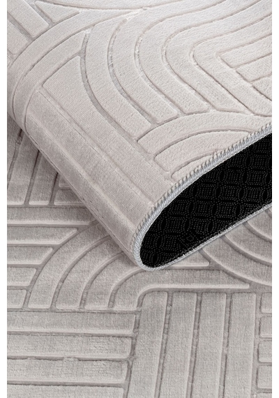 Tropikal Home Bambu Dokulu Modern Desenli Kaymaz Taban Lüx Dört Mevsim Yıkanabilir Halı Yolluk Gri