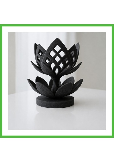 Vaveni 3d Baskı Lotus Çiçeği Mumluk - Dekoratif Tealight Mumluk-siyah Arz