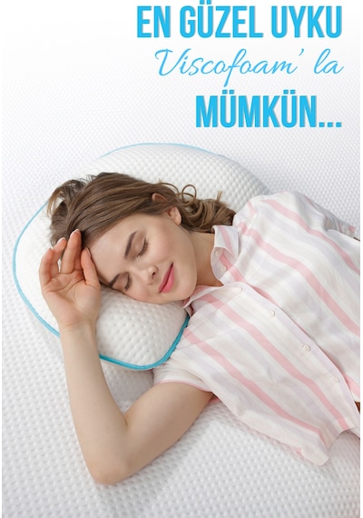 Viscofoam Yarım Ay Boyun Destekli Ortopedik Yastık Visco Yastık 60x40x12.5cm
