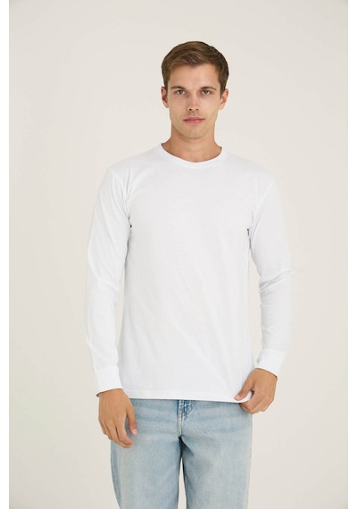 Kly Erkek O Yaka Uzun Kol T-shirt Konforlu Tasarım-beyaz-3xl Çokrenkli