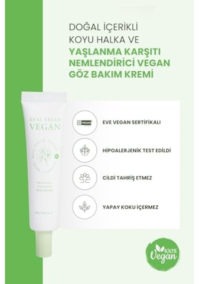 Doğal İçerikli Koyu Halka Ve Yaşlanma Karşıtı Nemlendirici Vegan Göz Bakım Kremi 30 Mililitre