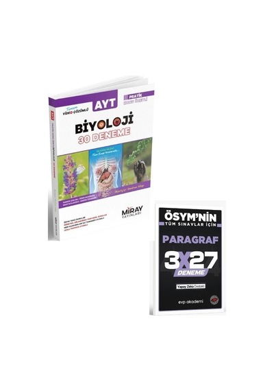 Miray 2027 Ayt Biyoloji 30 Deneme+ Evp Akademi Paragraf