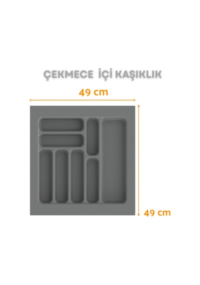 Çekmece İçi Kaşıklık Ve Kepçelik Düzenleyici Gri 49x49 Cm 43x40 Cm Kadar Kesilebilir Grı