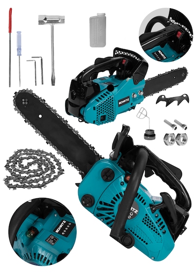 Schatz 25cc Mini Benzinli Testere Ağaç Odun Dal Budama Ve Kesme Testeresi Hızar Motoru 35cm Testere Mavi