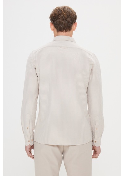 AC&Co / Altınyıldız Classics Erkek Bej Pamuklu Slim Fit Dar Kesim Düğmeli Yaka Gofre Desenli Gömlek Bej AC&Co / Altınyıldız Classics Erkek Bej Pamuklu Slim Fit Dar Kesim Düğmeli Yaka Gofre Desenli Gömlek Bej