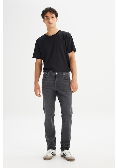 Pamuklu Staight Fit Normal Kesim Cepli Esnek Jean Kot Denim Pantolon Lee Gri