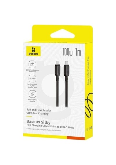 Baseus Silky Series Type-c To Type-c 100w Hızlı Şarj Kablosu 2m - Siyah