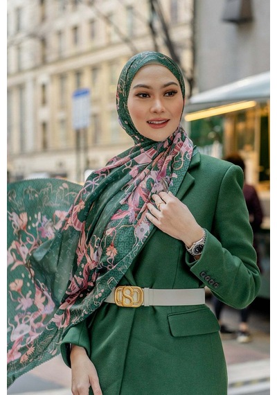 Buttonscarves Nada 2 Saten Şal - Bagpipe Yeşil