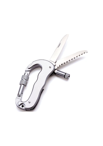 Omeniv Karabiner Kamp Çakı Fener Testere Kamp Bıçak Outdoor Anahtarlık Gümüş