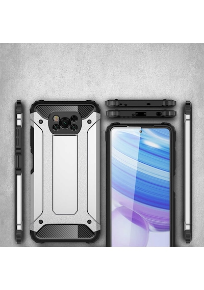 Noktaks - Xiaomi Uyumlu Xiaomi Poco X3 / Poco X3 Nfc / Poco X3 Pro - Kılıf Çift Katman Zırh Tank Crash Military Kapak - Gold