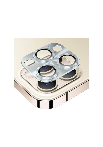 Apple Uyumlu iPhone 12 Pro Max Metalik Seri Kamera Lens Koruyucu Gümüş Gümüş