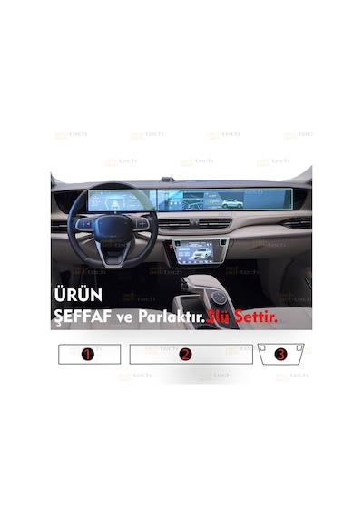 Togg T10x/t10f Uyumlu Dijital Gösterge , Navigasyon Ve Klima Kontrol 9h Nano Ekran Koruyucu 3lü Set