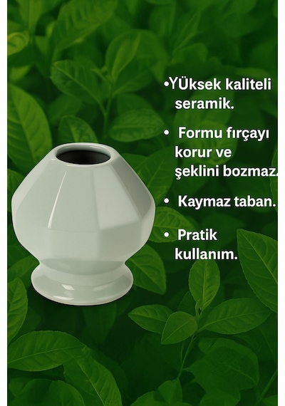 Seramik Matcha Çayı Fırça Bamboo Whisk Tutucu Köpürtücü Tutacağı Mt246 Yeşil