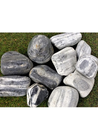 Siyah-beyaz Çizgili Dolomit Taş 10 Kg 6-10 Cm Siyah Beyaz Dolomit Dere Taşı Çakıl Taşı Bahçe Taşı Diğer