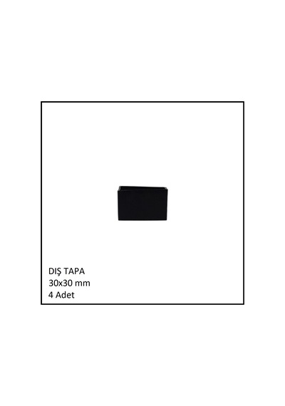 Plastik Dış Tapa, Profil Tapası, Kare, Siyah, 30x30 Mm 4 Adet Siyah