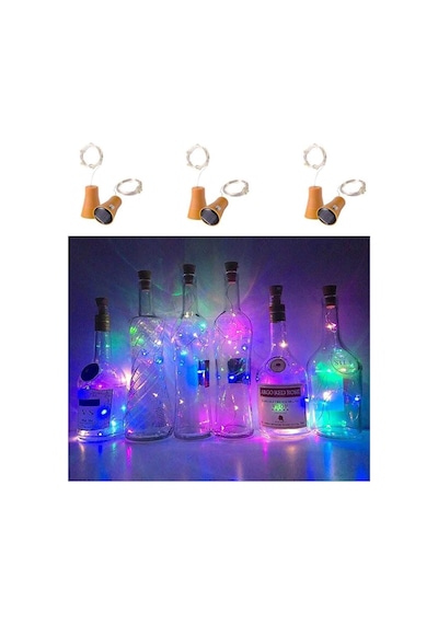 6'li Paket Güneş Enerjili Şarap Şişesi Işıkları, 20 Led Su Geçirmez Bakır Mantar Güneş Işığı Düğün, N Diğer
