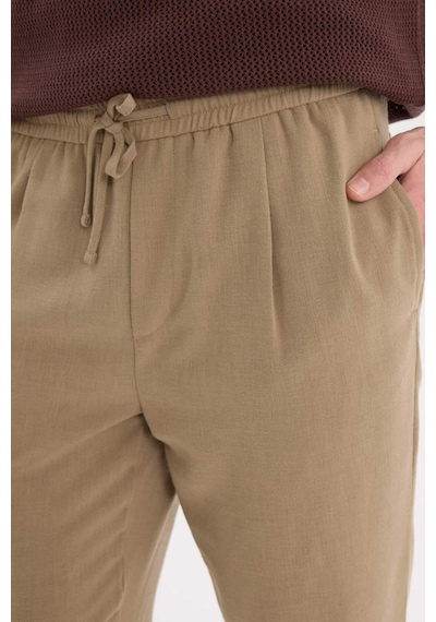 Defacto Relax Fit Rahat Kesim Kısa Paça Keten Görünümlü Yazlık Kumaş Pantolon E4790ax25smkh92 Haki