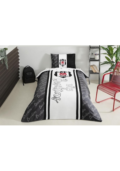 Taç Lisanslı Beşiktaş 1903 Glow Düz Pamuk Nevresim Takımı, Çok Re Çok Renkli