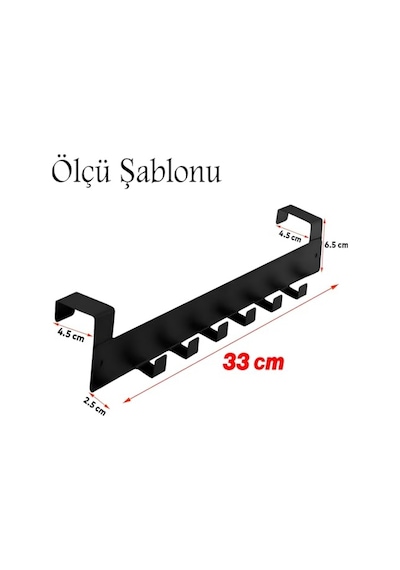 6'li Lamalı Kapı Arkası Askılık Elbise Havlu Asma Askı Metal Oda Banyo Lavabo Kapısı Aparatı Siyah Diğer