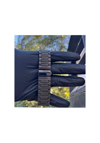 Lüks Metal Taşlı Kordon Takvimli Unisex Kol Saati Siyah/tozpembe - 650058546 Gümüş