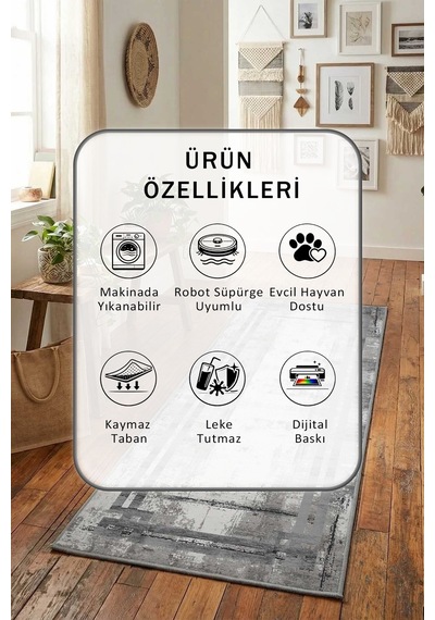 Afrodit Turuncu Efektsiz Yıkanabilir Yolluk