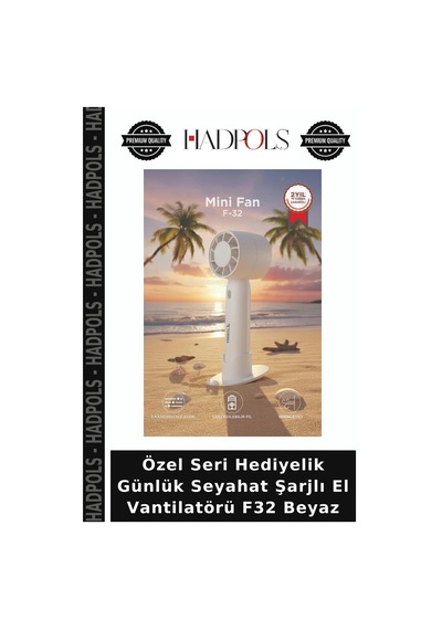 Özel Seri Hediyelik Günlük Seyahat Şarjlı El Vantilatörü F32 Beyaz