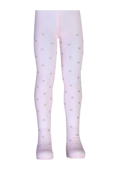 Le Mabelle Pembe Simli Fiyonk Detaylı Kız Çocuk Muz Külotlu Çorap Pembe