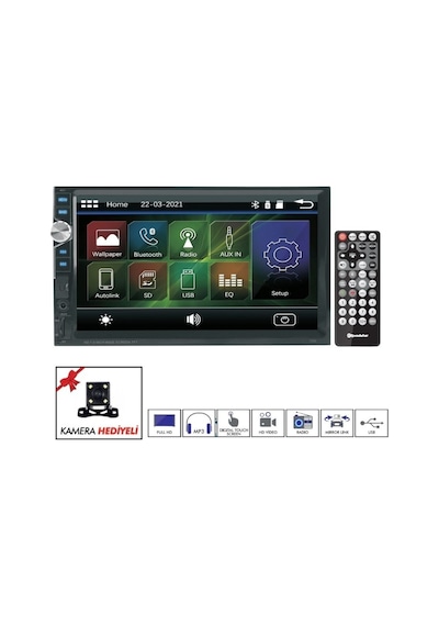 Roadstar RD7200 7 Bluetooth lu Double Din Teyp